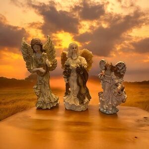 3 vintage angel figurines